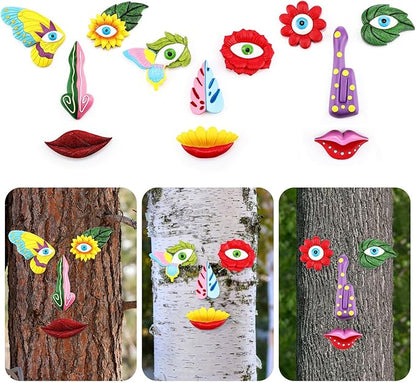 Vercraft 3 Pack Tree Face Decor Outdoor with Screws Old Man Ghost Tree Art for Easter Halloween Garden Outdoors and Indoors (Cute Style)