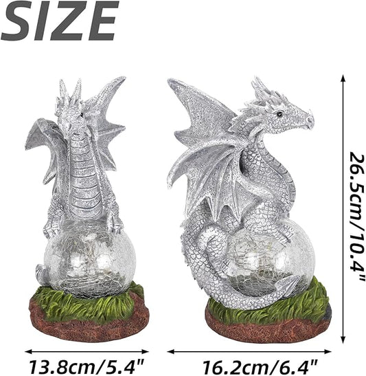 Rempry Solar Garden Dragon Statue Decor for Yard Lawn Patio Outdoor, Fantasy Dragon Lantern Birthday Housewarming Decoration Gifts for Women, Famliy, Friend