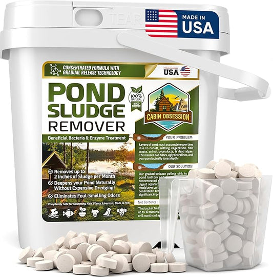 Pond Sludge Remover – 5 Pounds Beneficial Pond Bacteria & Enzyme Treatment - 100% Natural Muck Digester – Safe for All Aquatic Life and Recreation - Made in The USA