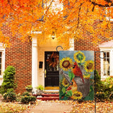 Hzppyz Fall Sunflower Cardinal Garden Flag Double Sided, Autmun Watercolor Flower Red Bird Decorative House Yard Outdoor Small Burlap Flag, Spring Summer Decor Farmhouse Home Outside Decoration 12x18