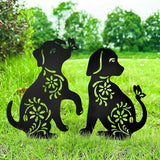 MrMrKura 2 Pack Metal Dog Stakes Garden Decor Stakes Black Dog Silhouette Statue for Outside Metal Dog Decorative Ornaments for Outdoor Garden Home Patio Yard Decor (2 Dogs)
