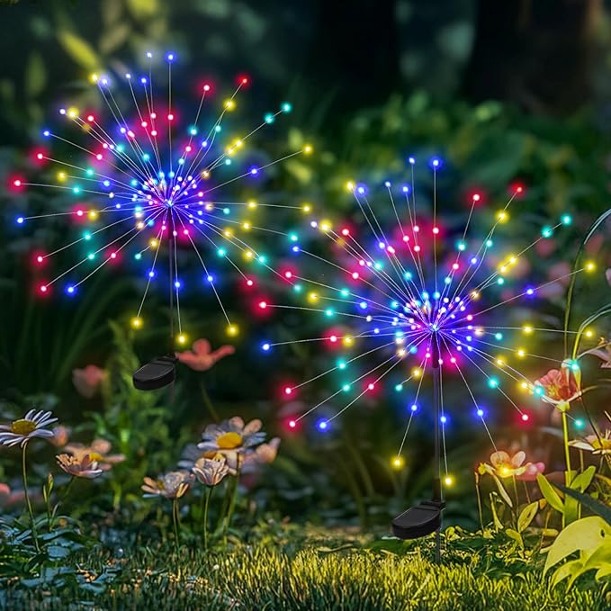 PEVOROS Garden Decor Solar Lights Outdoor,120LED Waterproof Colorful Solar Fairy Garden Lights for Outdoor Decoration,Yard, Patio, Porch,Flower Pot,Pathway,Christmas (2Pack)
