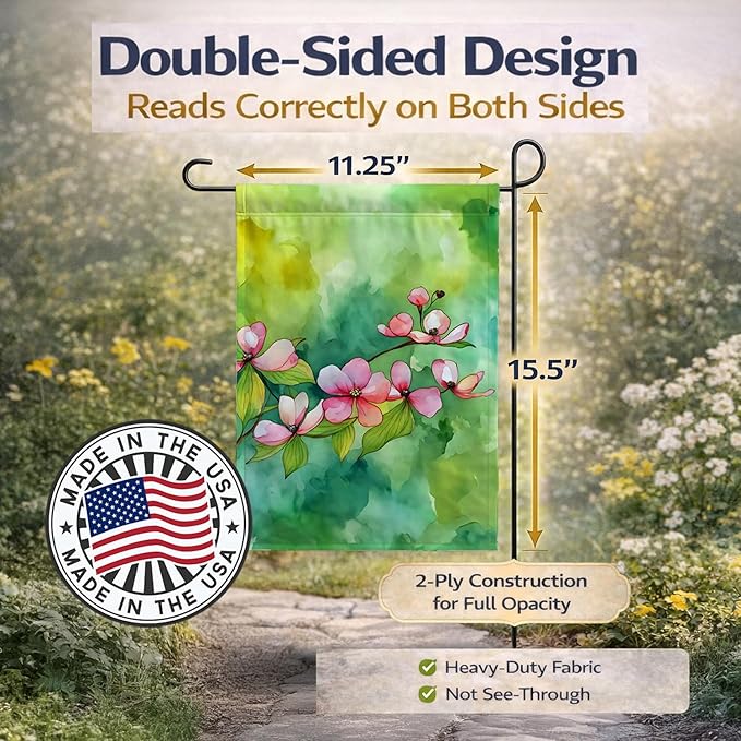 Caroline's Treasures Virginia American Dogwood in Watercolor Garden Flag Mailbox Flag Decorative Yard Flag Banner Outside Patio Artwork Yard Flower Beds, Garden Size, Multicolor