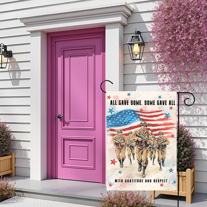 Memorial Day Garden Flag Patriotic American Soldier Tribute Outdoor Yard Flags Honoring Fallen Heroes Military Remembrance Patio Veterans Day Fourth of July American Flag Decor 12x18 Inch