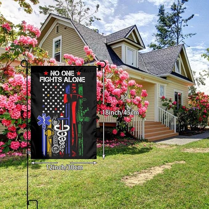 No One Fights Alone Garden Flag Double Sided Vertical 12×18 Inch Banners Double Sided For Lawn Patio Yard Garden Home Outdoor Decor