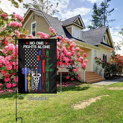No One Fights Alone Garden Flag Double Sided Vertical 12×18 Inch Banners Double Sided For Lawn Patio Yard Garden Home Outdoor Decor