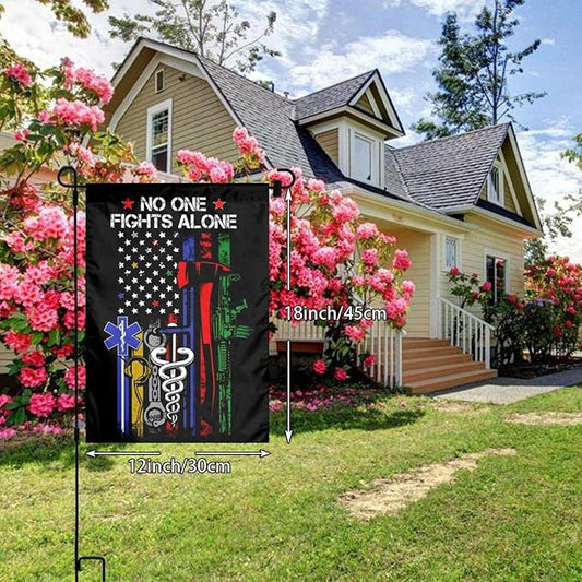 No One Fights Alone Garden Flag Double Sided Vertical 12×18 Inch Banners Double Sided For Lawn Patio Yard Garden Home Outdoor Decor