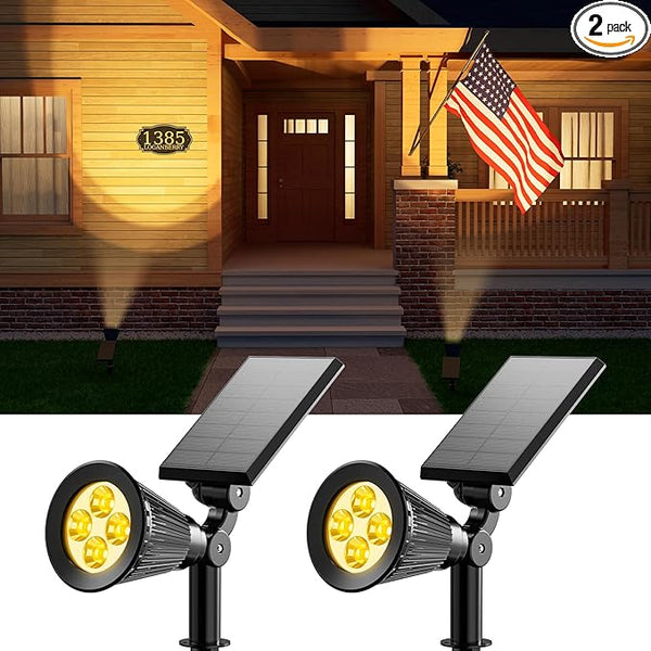 2 Pack Solar Spotlights Outdoor Waterproof for Christmas Hanging, Tree, Wreaths, Snowman, Elk, Adjustable Panel Solar Power Landscape Uplights for Outside Garden, Backyard, Patio, Sidewalk,Warm White