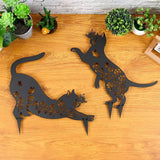 2 Pcs Black Cat Silhouette Cute Metal Cat Decor for Cat Lovers Decorative Garden Stakes for Yard Garden Lawn Outdoor Decorations (Cat)