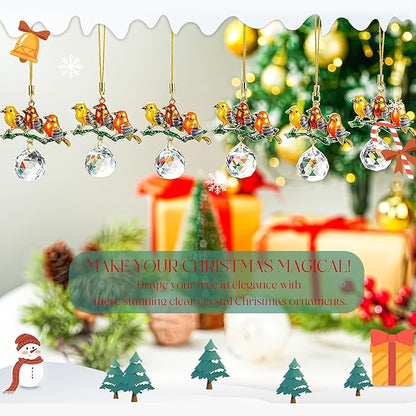 H&D HYALINE & DORA 6 Pcs Birds on Branches with Ball Prism Suncatchers Birds Hanging Ornament Indoor Decorations for Holiday Present Ideas