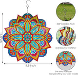 Mandala Wind Spinners, 12inch Metal Wind Spinners Outdoor for Yard and Garden, Stainless Steel Hanging Wind Spinner, Kinetic Yard Art Garden Decor Ornament Gifts