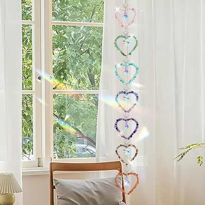 7 Chakra Sun Catcher Kit for Adults DIY Crystal Suncatcher Ornaments Window Hanging Arts and Crafts, Heart-Shaped Suncatcher Making Supplies Kit Hanging Ornaments Decor Gifts for Women (Heart)