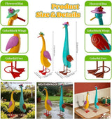 22" Duck Garden Statue Set of 2 Metal Ducks, Duck Outdoor Decor with Stakes Animal Yard Art Sculptures for Patio Porch Lawn Backyard