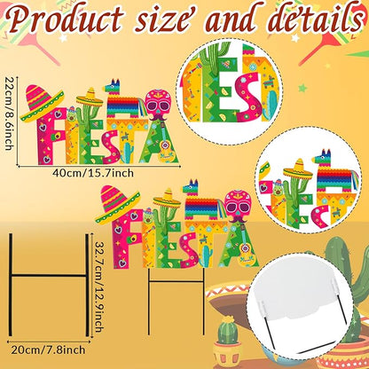 Amyhill 1 Pcs Cinco De Mayo Outdoor Decor Mexican Fiesta Metal Garden Stakes Welcome Yard Signs Decorations Cactus Avocado Guitar Garden Stakes for Fiesta Mexican Theme Party Decor Patio Lawn Walkway
