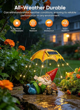Brightown Solar Garden Decor Gnome Statue Light with 32 LED Lights, Gnome with Umbrella, Hand-Painted Resin, IP65 Waterproof Outdoor Decor for Patio, Balcony & Yard Decorations, Unique for Mom
