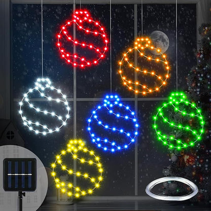 Jinei 6 Pack 16 Inch Large Christmas Window Lights Christmas LED Ball Lights Xmas Ball Window Lighted for Holiday Indoor Outdoor Wall Door Decorations, 6 Decorative Colors