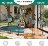 36.8" Extra-Large Blue Heron Decor, Handcrafted Metal Crane Statue with Stable U-Ground Stakes, Backyard Decoration, Metal Garden Bird Animal Yard Art, Lawn Ornament Decor
