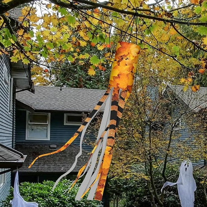 Jeiento 40 Inch Yellow Maple Leaf Wind Socks Spring Decor Autumn Maple Leaves Garden Windsock Thanksgiving Outdoor Hanging Decoration Washable Windsock for Garden/Yard/Tree,2 Piece Set