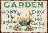 snowsun Vintage Metal Signs And Into The Garden I Go to Lose My Mind Funny Tin Sign Wall Decor for Yard Garden Street Farm Fence Gate Door 8×12 Inches