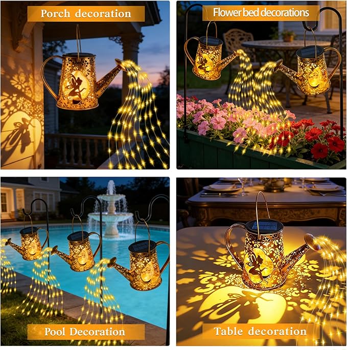 Solar Watering Can Lights, Unique Fairy Gifts for Mothers Day Women Mom Grandma Birthday, Waterproof Outdoor Garden Decor Large Hanging Solar Lantern Fairy Lights for Porch Yard Flowerbed Pathway
