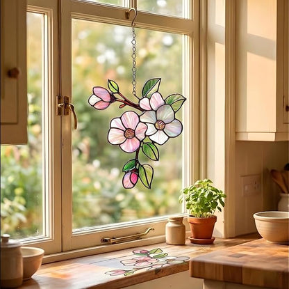 Sakura Blossom Flower Handmade Resin Suncatchers, Artisan Sun Catcher, Stained Glass Effect, Flower Suncatchers for Window Hanging, Garden Decor, Gift for Mother's Day Mom Women Grandma Wife