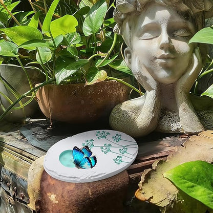 AceOrbit Butterfly Puddler Garden Stone Butterfly Bath Watering Feeder Station Attracts Pollinator Butterflies with Water & Mineral Holder for Garden Lawn Decor