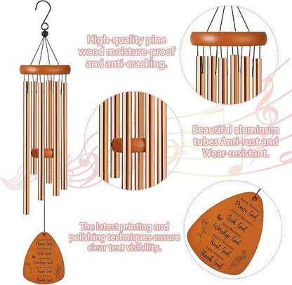 Christian Wind Chimes for Outside, Faith-Inspired Inspirational Windchimes for Garden Patio Yard Decor, Religious Gifts for Women, Men, Christian, Loved Ones