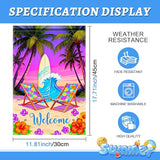 BlissYard Welcome Summer Beach Garden Flag 12x18 Double Sided Vertical Outdoor Decor Surfboard Chair Tropical Yard Garden Lawn Banner Coastal Seasonal Display