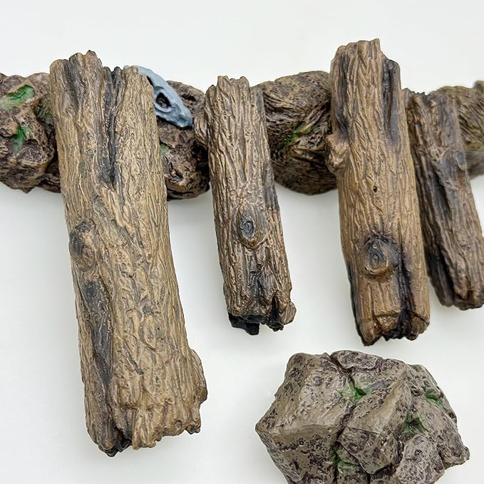Cayway 8 PCS Miniature Tree Stumps Miniature Stone Rock Statue Mini Garden Figurines Stumps Ornaments for Micro Train Landscape Railway Sand Table