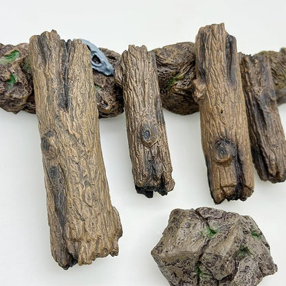 Cayway 8 PCS Miniature Tree Stumps Miniature Stone Rock Statue Mini Garden Figurines Stumps Ornaments for Micro Train Landscape Railway Sand Table