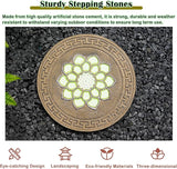 Stepping Luminous Stones for Garden, Lotus Pattern Outdoor Stepping Stone, Decorative Yard Art Step Stone for Walkways, Lawn, Patio, Path, Flower Bed