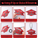 16 Pieces 2026 Graduation Yard Signs Plastic Congrats Grad Decor with 32 Stake and Ribbon Graduate Cap Hanging Yard Sign for Party Outdoor Lawn Pathway Walkway Decorations(Red)