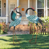 36.8" Metal Crane Garden Statue, Handcrafted Extra-Large Blue Heron Decor Sculptures with Stable U-Ground Stakes, Backyard Decoration, Metal Garden Bird Animal Yard Art, Lawn Ornament Decor