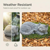 Cats Memorial Stone Garden Statue, Pet Statues Gifts for Loss of Cat Sympathy, Grave Markers for Garden Outdoor Statue Decor, 11.4” L Garden Decorative Tabby Figurine
