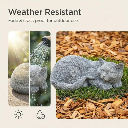 Cats Memorial Stone Garden Statue, Pet Statues Gifts for Loss of Cat Sympathy, Grave Markers for Garden Outdoor Statue Decor, 11.4” L Garden Decorative Tabby Figurine