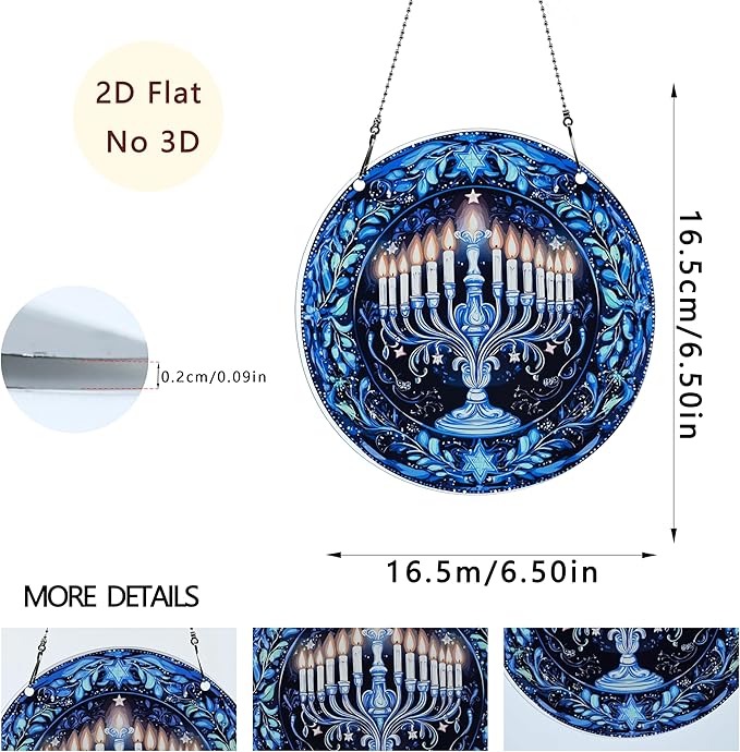 Hanukkah Ornaments Colorful Window Hanging Decorations Home Wall Decor for Indoor Outdoor