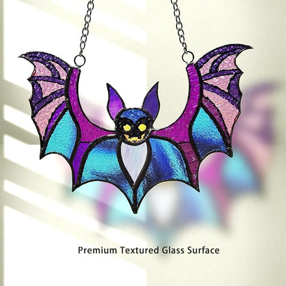 Bat Stained Glass Window Hangings, Halloween Bat Suncatcher Home Decor, Gothic Bat Lovers Gifts.
