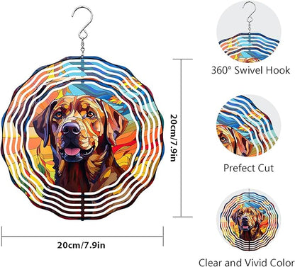 Labrador Retriever Wind Spinner Dog Memorial Gifts, Vibrant 3D Kinetic Aluminum Metal Yard Art, Loss of Dogs Sympathy Gifts, Hanging Outdoor Garden Decor, 8" Wind Sculptures for Patio, Porch (LR 4)