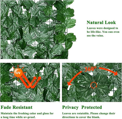iCover 2PK 39 * 98in Artificial Ivy Privacy Fence Screen Cover, Highly Dense Leaves Wtih Strengthened Joint Prevent Leave Falling Off, Faux Hedge Panels Greenery Vines, Decorative Fences