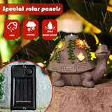 Solar Garden Turtle Decor Outdoor Statue - Turtle with LED Waterproof Sculptures Lights, Cute Pond/Yard Statues Outside Decoration, Home, Lawn, Patio, Resin Animal Ornament, Gardening Gift