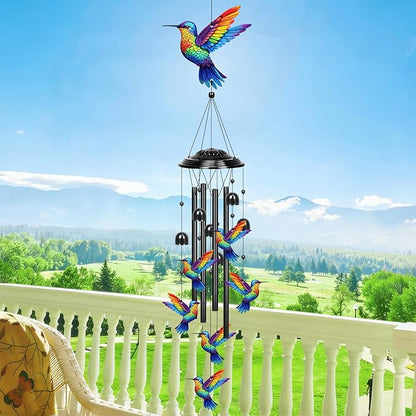 YHmall Wind Chimes for Outside, 35 in Mothers Day Hummingbird Gardening Gifts for Mom Women Grandma Colorful Metal Windchimes Outdoors Hummingbird Garden Decor for Home Yard Patio