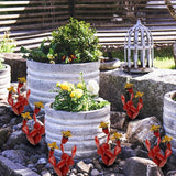 Metal Cactus Outdoor Decor – Rustic Iron Cactus Yard Art Sculpture for Garden, Patio, Lawn, or Balcony (Red)