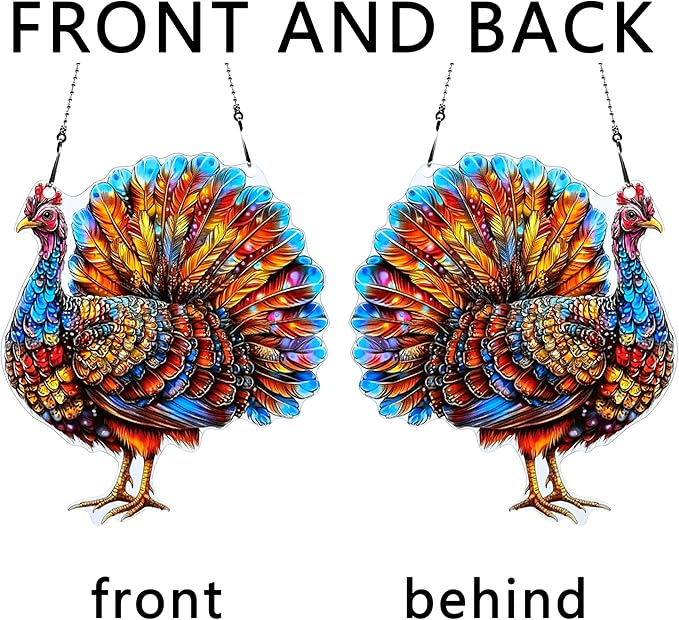 Thanksgiving Turkey Ornaments Colorful Window Hanging Decorations Home Wall Decor for Indoor Outdoor