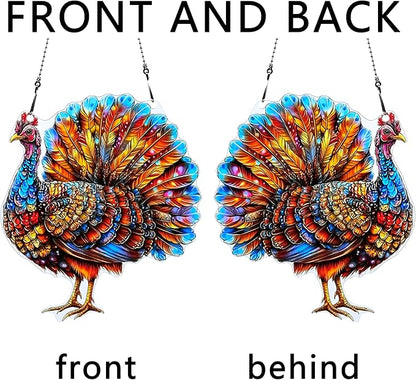 Thanksgiving Turkey Ornaments Colorful Window Hanging Decorations Home Wall Decor for Indoor Outdoor