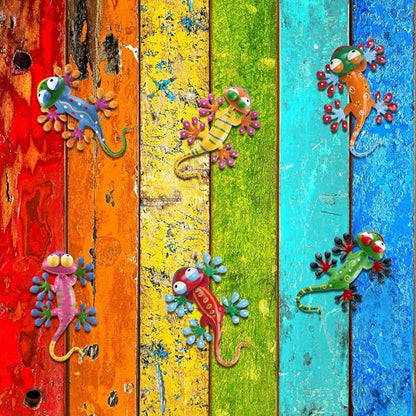 YEAHOME 6 Pack Metal Geckos Inspirational Wall Art, Mexican Outdoor Wall Decor with Shaking Head, Lizard Wall Sculptures & Statues for Farmhouse, Porch, Patio, Lawn, Fence