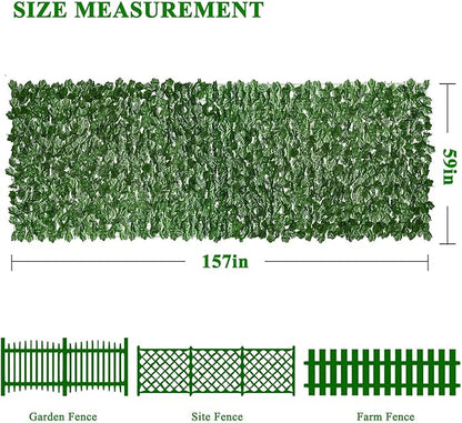 iCover 59 * 157in Artificial Ivy Privacy Fence Screen,Green Maple Leaf Strengthened Joint Prevent Leaves Falling Off, Faux Hedge Panels Greenery Vines, Decorative Fences for Outdoor, Garden