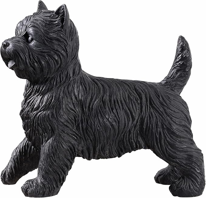 Hi-Line Gift Ltd. Cairn Terrier Statue Black Life Size Home Decor Garden Yard Statue