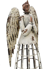 Linfevisi Garden Angel Statue Decor Rustic Metal Angel Sculpture Garden Yard Art Heavenly Home Decor Antiqued Accent Housewarming Gift (Style 1)