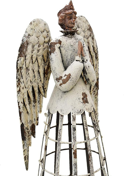 Linfevisi Garden Angel Statue Decor Rustic Metal Angel Sculpture Garden Yard Art Heavenly Home Decor Antiqued Accent Housewarming Gift (Style 1)