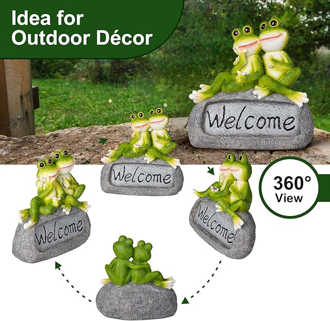 Lily's Home Cute Frog Ornament - Polyresin Garden Statue for Patio, Yard & Rooftop | Weatherproof Outdoor Decor | Charming Animal Figurine for Indoor/Outside Use